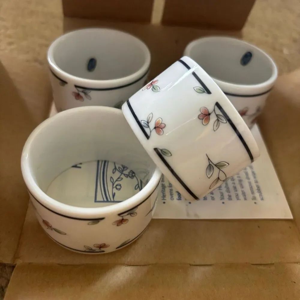 Princess House 4 Heritage Blossom Napkin Rings *NOS*